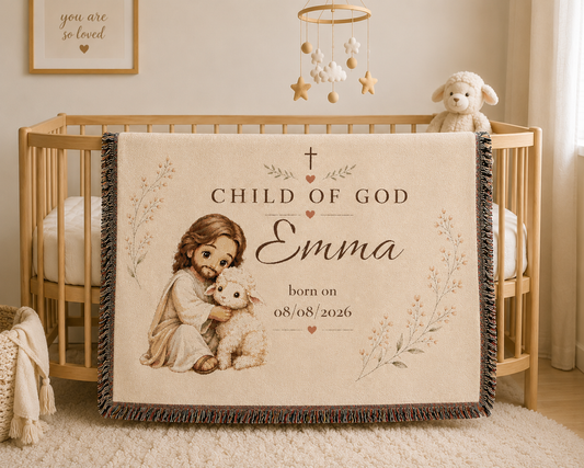 Personalized Christian Baby Blanket | Child of God | Birth Keepsake