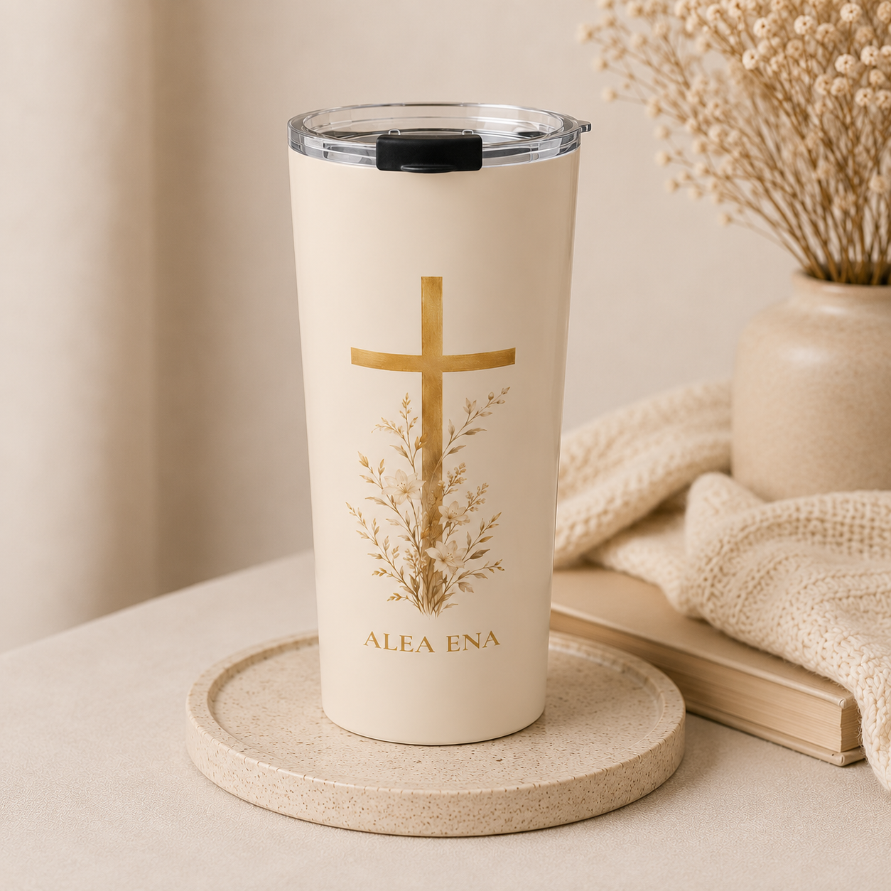 Personalized Faith Tumbler Ivory Beige