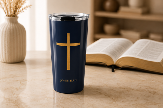 Personalized Faith Tumbler Navy Blue