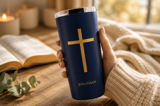 Personalized Faith Tumbler Navy Blue