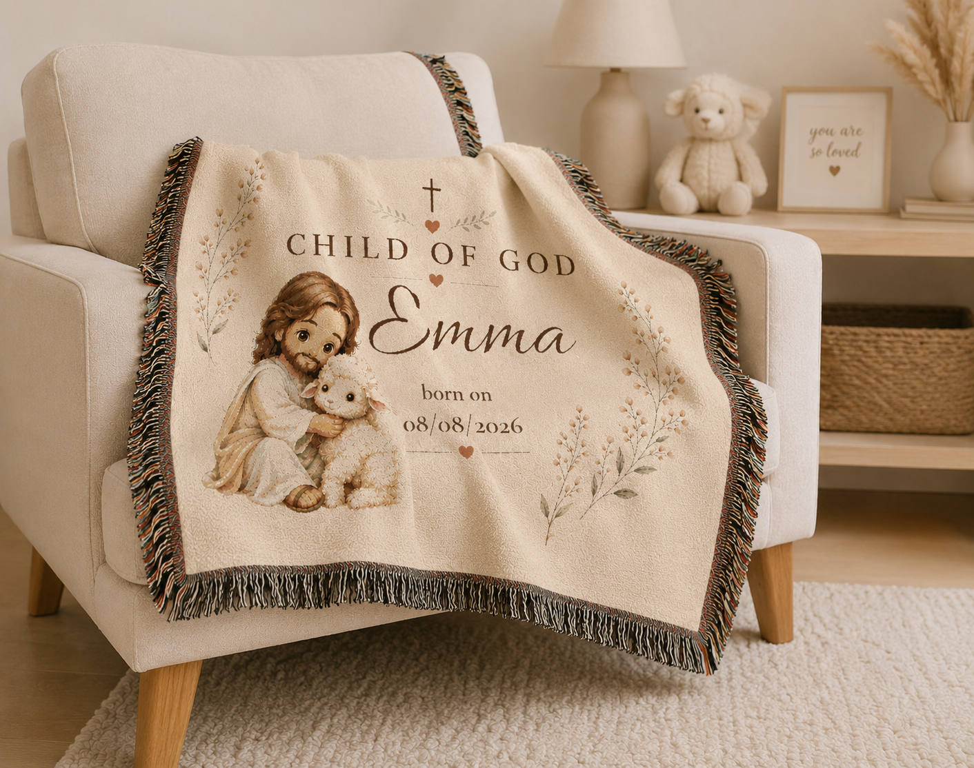 Personalized Christian Baby Blanket | Child of God | Birth Keepsake
