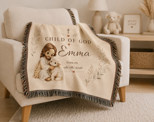 Personalized Christian Baby Blanket | Child of God | Birth Keepsake