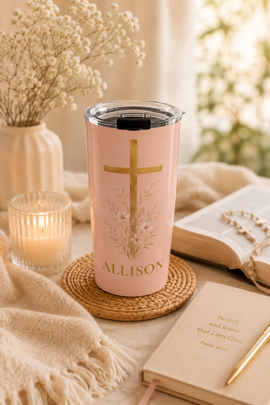 Personalized Faith Tumbler Blush Pink