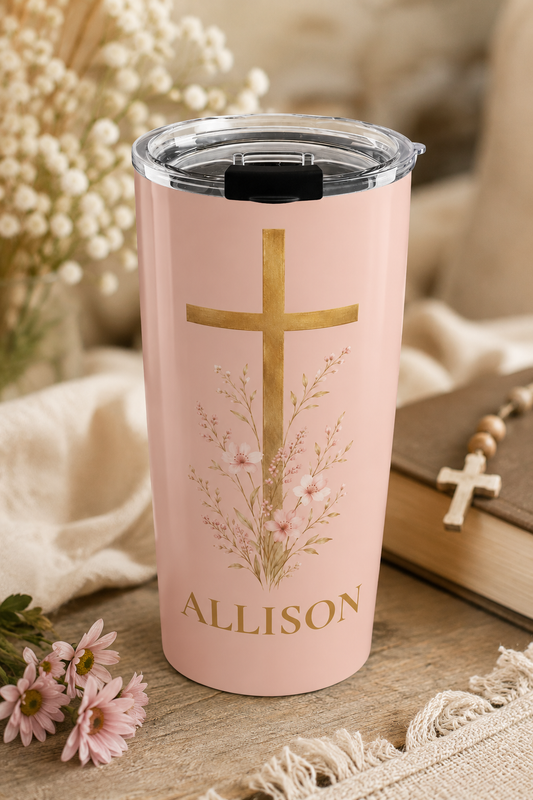 Personalized Faith Tumbler Blush Pink